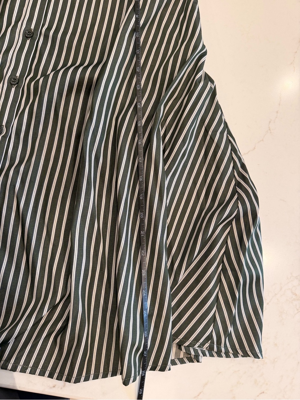 NWT FRNCH Paris Menthe Dress XS Moss Green Striped Button Front Tie Waist Midi - Picture 4 of 8